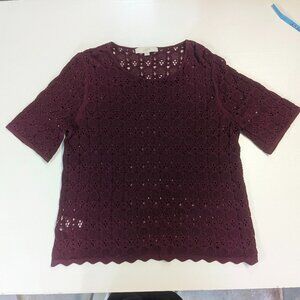 Loft Size Large Maroon Crocheted Top